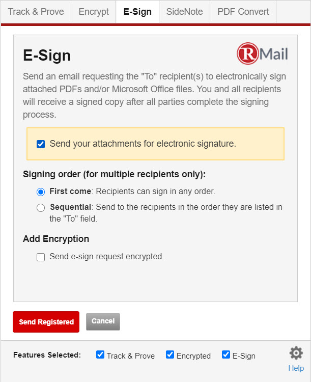RMail for Gmail E-Sign