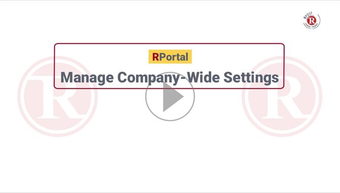 RPortal Customer Administrator Company Settings Video RPortal Customer Administrator Company Settings Video